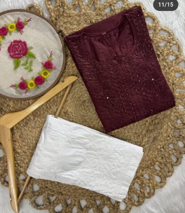 Chanderi Silk Long Kurti with Mukaish work