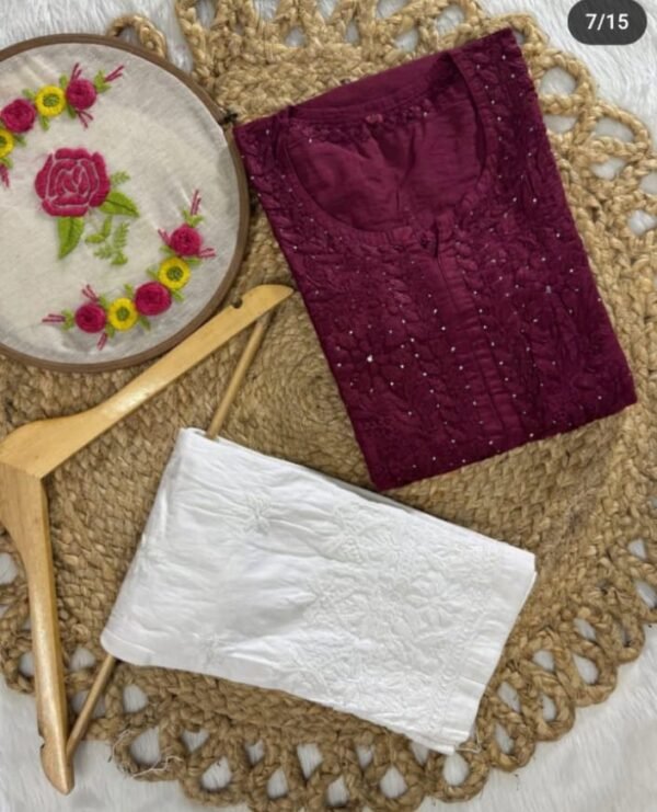 Chanderi Silk Long Kurti with Mukaish work