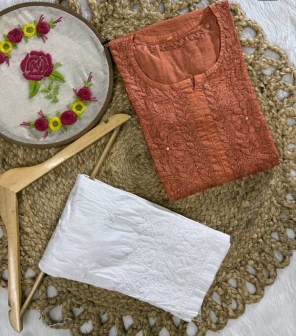 Chanderi Silk Long Kurti with Mukaish work
