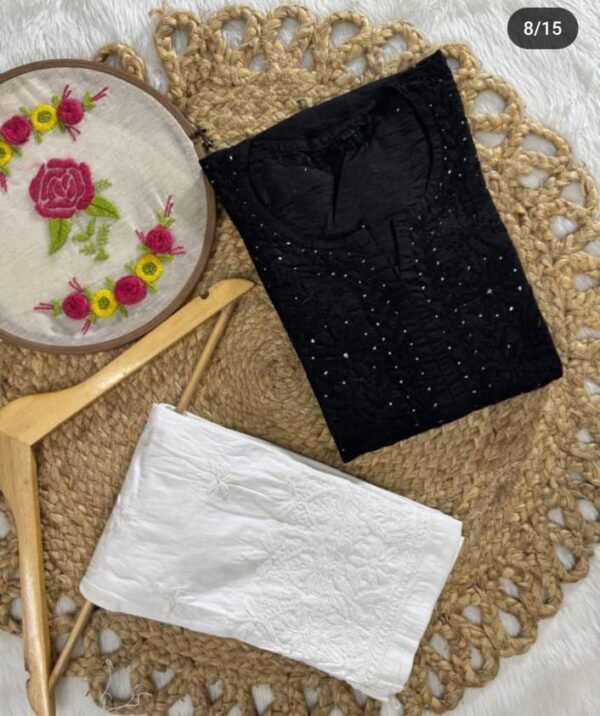 Chanderi Silk Long Kurti with Mukaish work