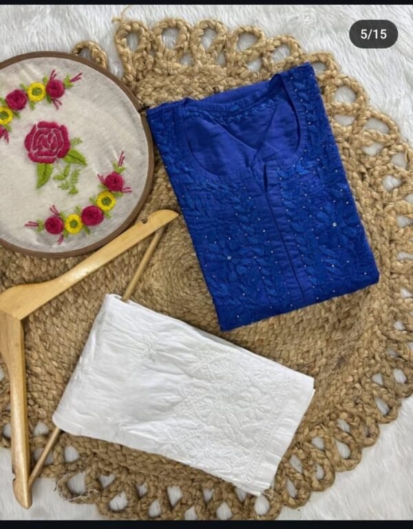 Chanderi Silk Long Kurti with Mukaish work