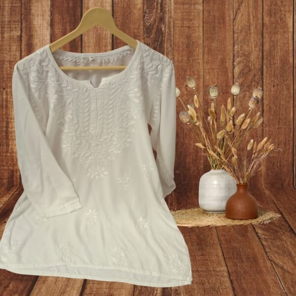 Rayon Short Kurti Gala Booti Handwork