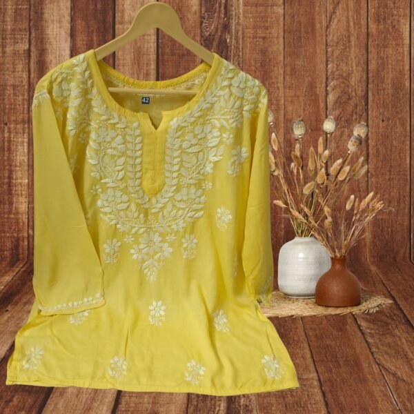 Rayon Short Kurti Gala Booti Handwork