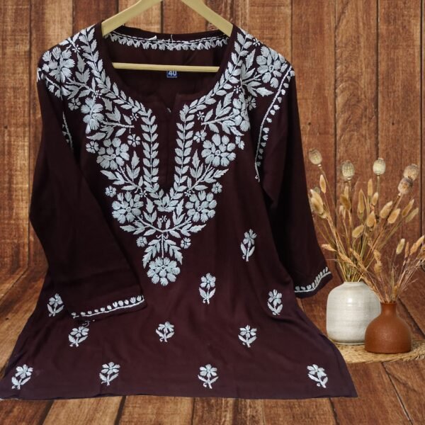 Rayon Short Kurti Gala Booti Handwork