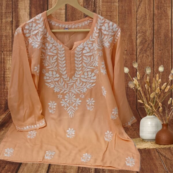 Rayon Short Kurti Gala Booti Handwork