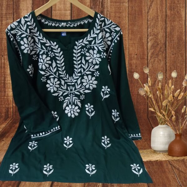 Rayon Short Kurti Gala Booti Handwork