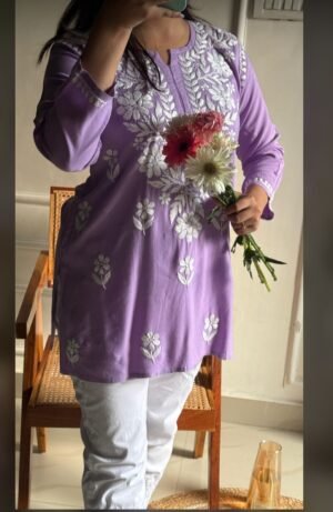Rayon Short Kurti Gala Booti Handwork