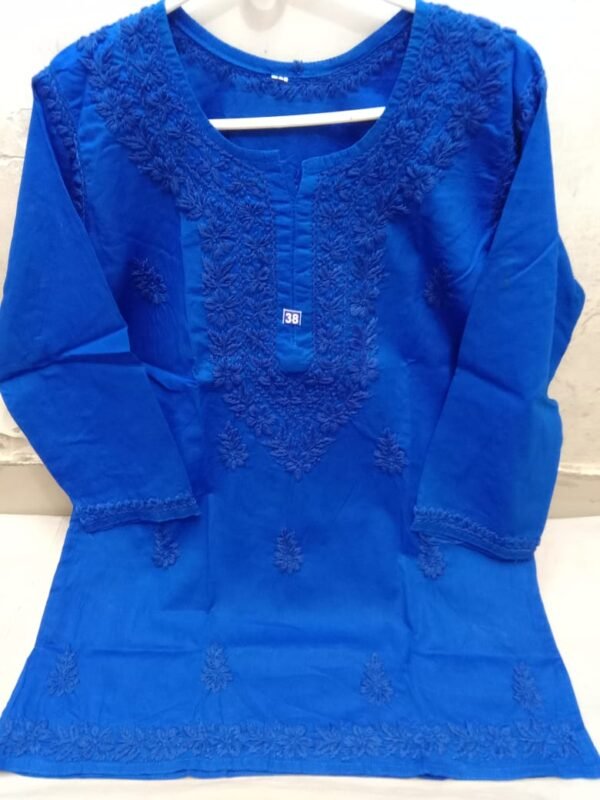 Cotton short kurti tone to tone work
