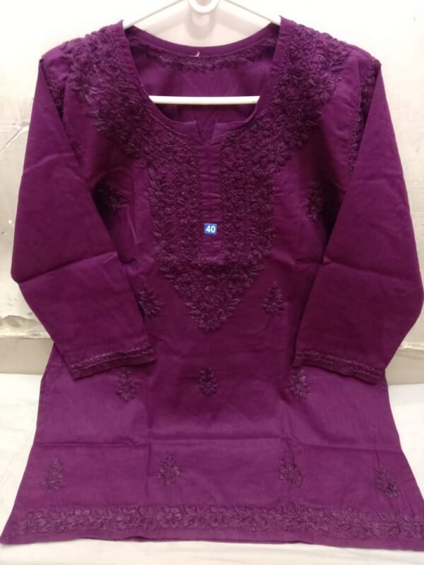 Cotton short kurti tone to tone work