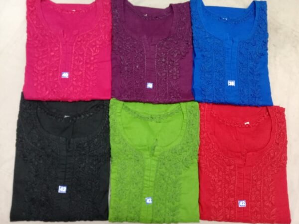 Cotton short kurti tone to tone work