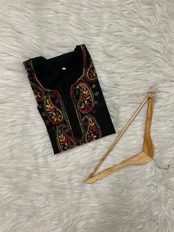 Cotton long kurti Kashmiri gala booti multi work