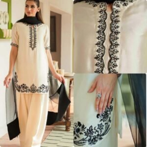 Pure Natural Crepe Top & Farshi Palazzo With Dupatta set