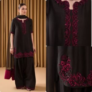 Pure Natural Crepe Top & Farshi Palazzo With Dupatta set