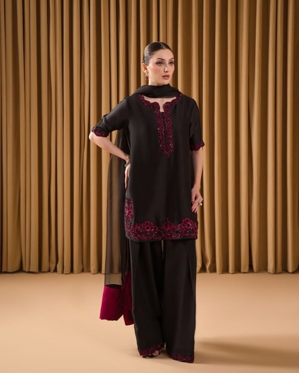 Pure Natural Crepe Top & Farshi Palazzo With Dupatta set