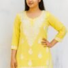 Modal short top gala booti chaak work