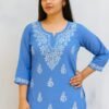 Modal short top gala booti chaak work